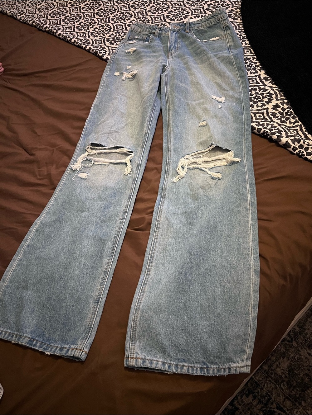 Flying Monkey Light Blue Distressed Flare Jeans